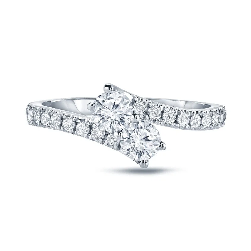 Ladies engagement rings with unique settings-Auriya 1/2ct TDW Round Two Stone Diamond Engagement Ring 14k Gold (H-I, SI1-SI2)