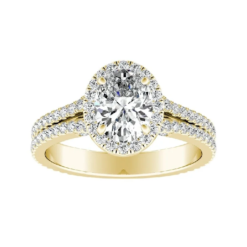 Ladies white gold engagement rings-Auriya 14k Gold 1 1/3ctw Oval-cut Halo Diamond Engagement Ring (I-J, I1-I2)