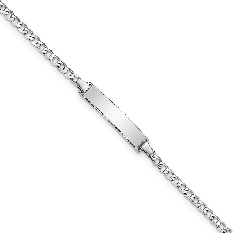 Ladies delicate bangle bracelets-Curata 4.3mm 14k White Gold Engravable Flat Curb Link ID Bracelet 7 Inch