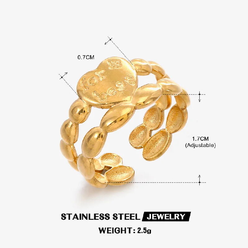 Golden Love Heart-Shaped Ring-ZN032G