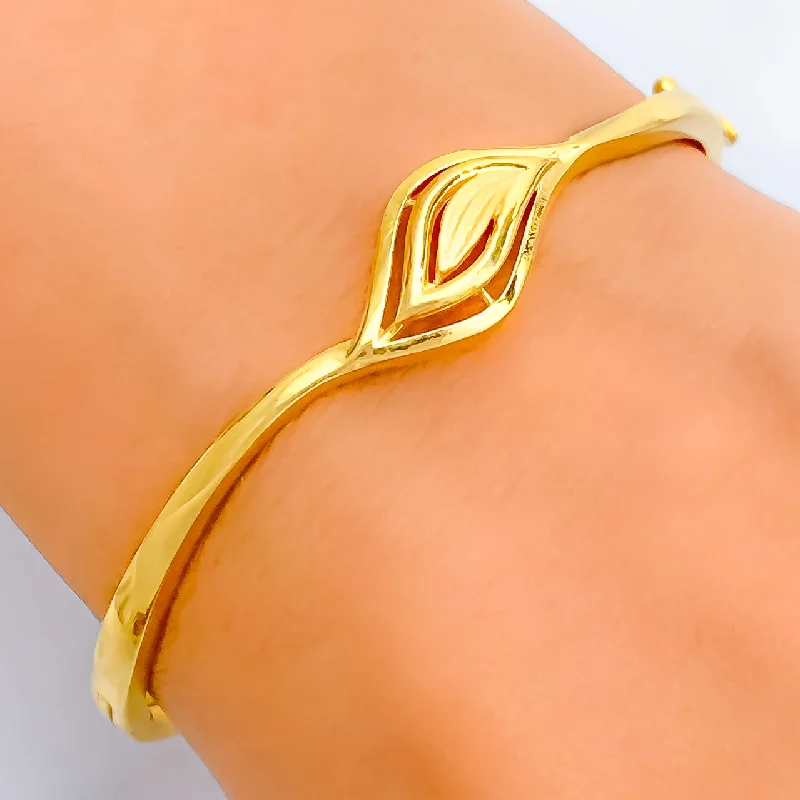 Ladies adjustable leather bracelets-Everlasting Flawless 22k Gold Leaf Bangle Bracelet