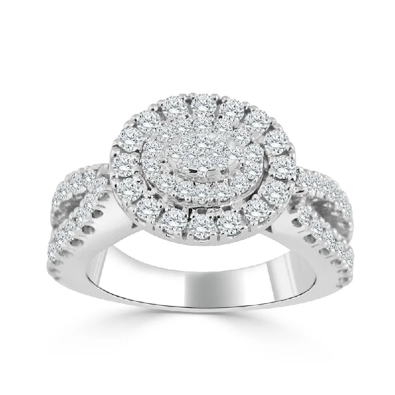 Ladies unique engagement rings-Auriya Unique Split Shank 1ctw Pave Diamond Engagement Ring 14k Gold