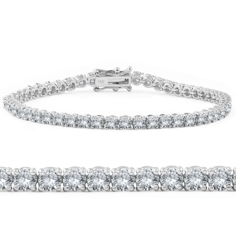 Ladies pearl bangles-4ct Diamond Tennis Bracelet White Gold