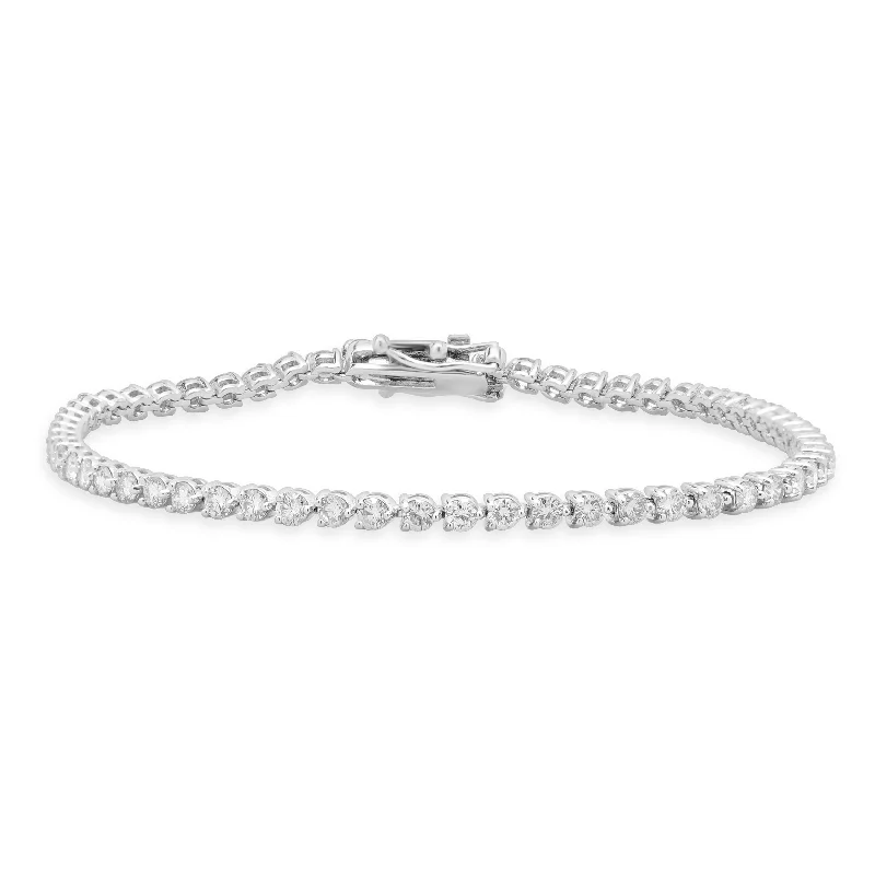 Ladies fashion bangles-14 Karat White Gold Diamond Tennis Bracelet