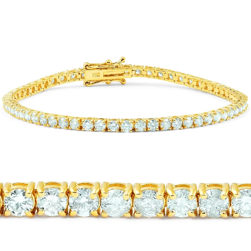 Ladies infinity bracelets-7Ct Diamond Tennis Bracelet Yellow Gold 7"