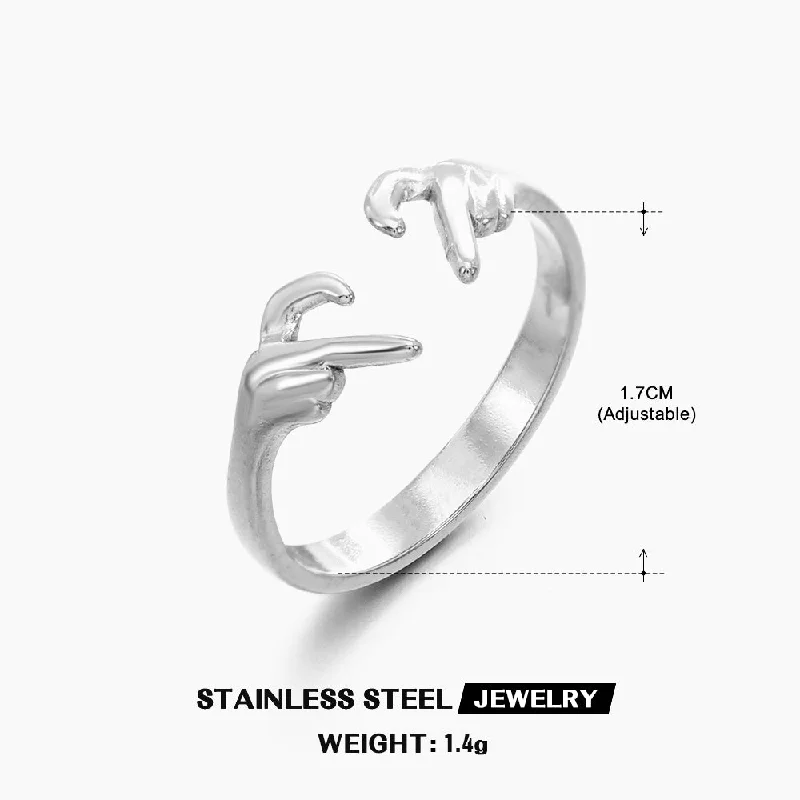 Steel Color Love Heart-Shaped Ring-ZN033S