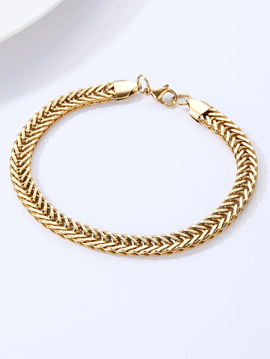 Ladies fancy bangles-Fashion Simple Ornament Stainless Steel 18k Gold Bone Chain Bracelet