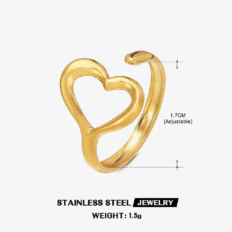 Golden Love Heart-Shaped Ring-ZN036G