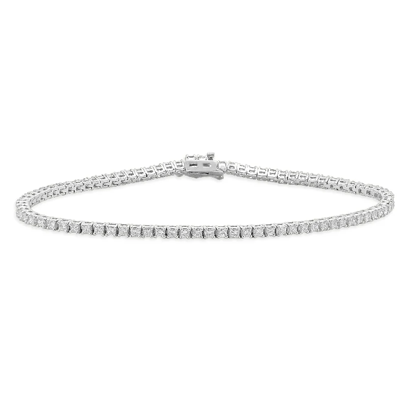 Ladies wide bracelets-14 Karat White Gold Diamond Tennis Bracelet