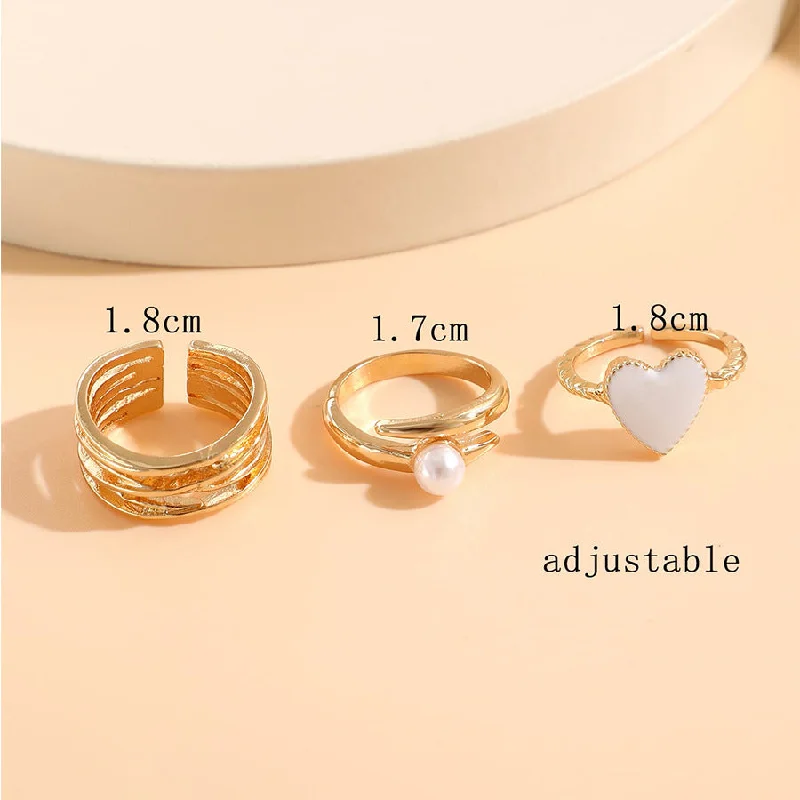 Ladies diamond eternity rings-Casual Heart Shape Alloy Plating Women's Open Rings