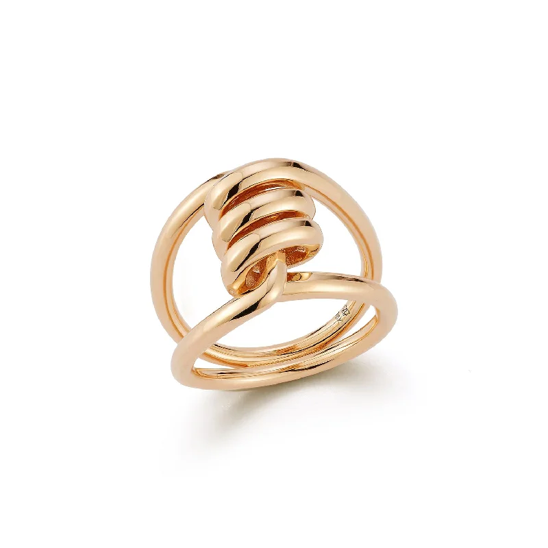 Ladies gemstone rings-HUXLEY 18K GOLD SINGLE COIL LINK RING