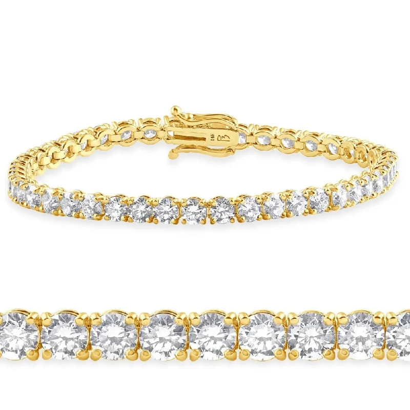 Ladies bangles-9 Ct Lab Grown Diamond Tennis Bracelet Yellow Gold 7" Lab Grown