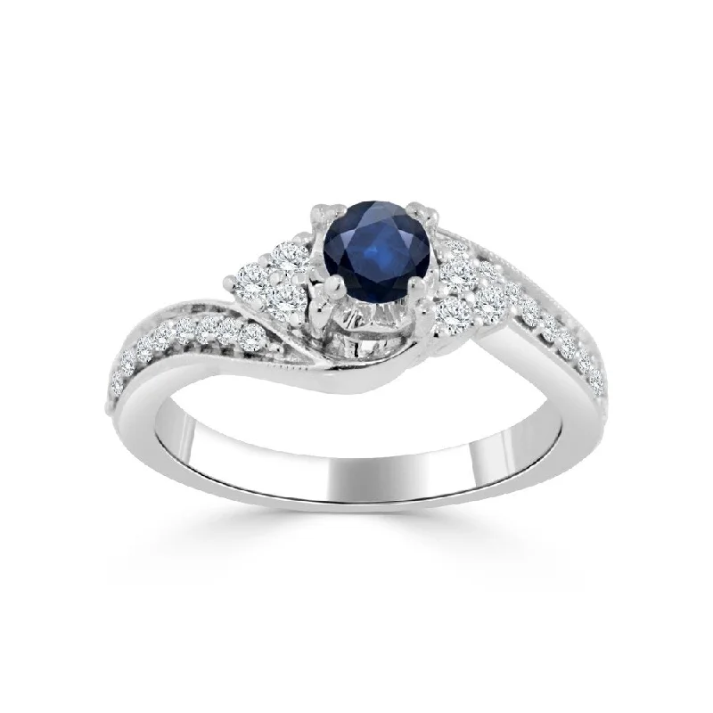 Ladies engraved engagement rings-Auriya 14k Gold Curved 5/8ct TDW Sapphire and 1/4ct TDW Diamond Engagement Ring