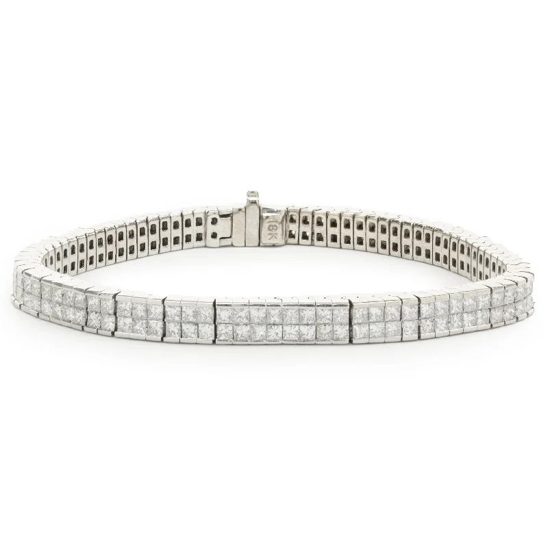 Ladies colorful stone bracelets-Platinum Invisible Set Diamond Tennis Bracelet