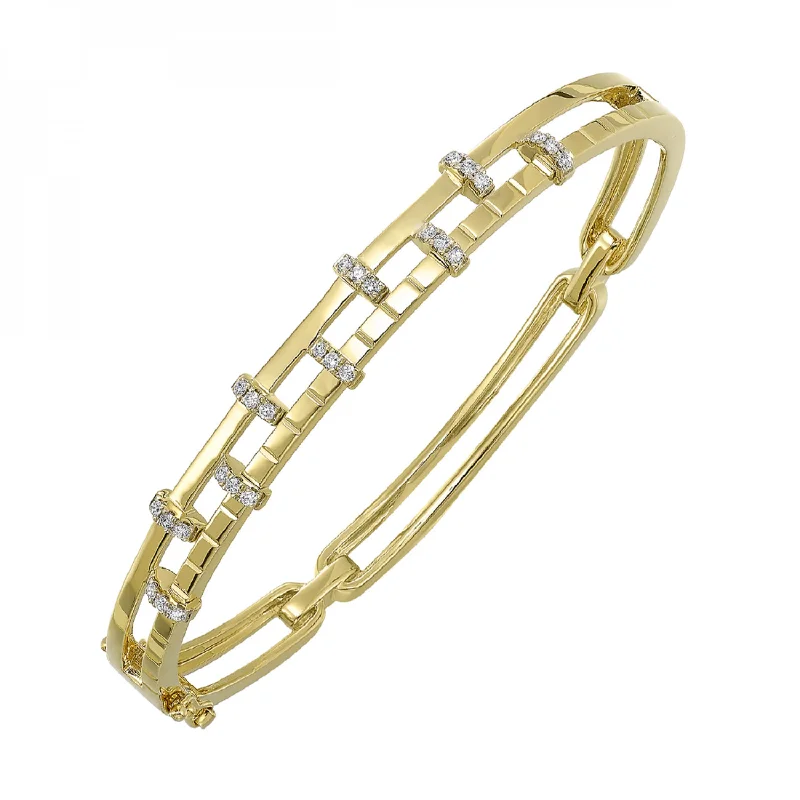 Ladies rose gold bangle bracelets-Geometric Diamond Bangle Bracelet in 14k Yellow Gold, 0.33 ctw