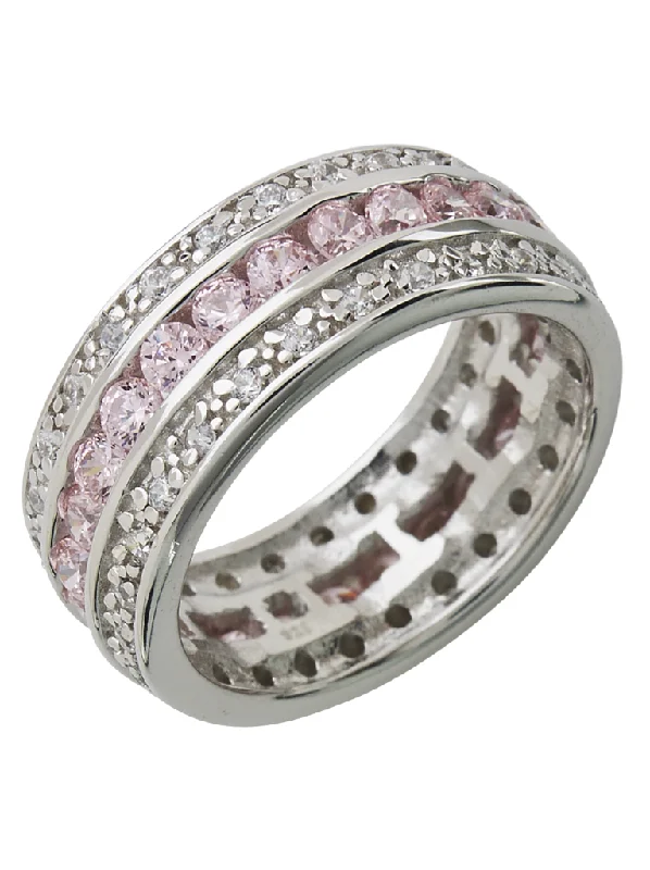 Ladies antique rings-Sterling Silver Paris N' Pink Ring