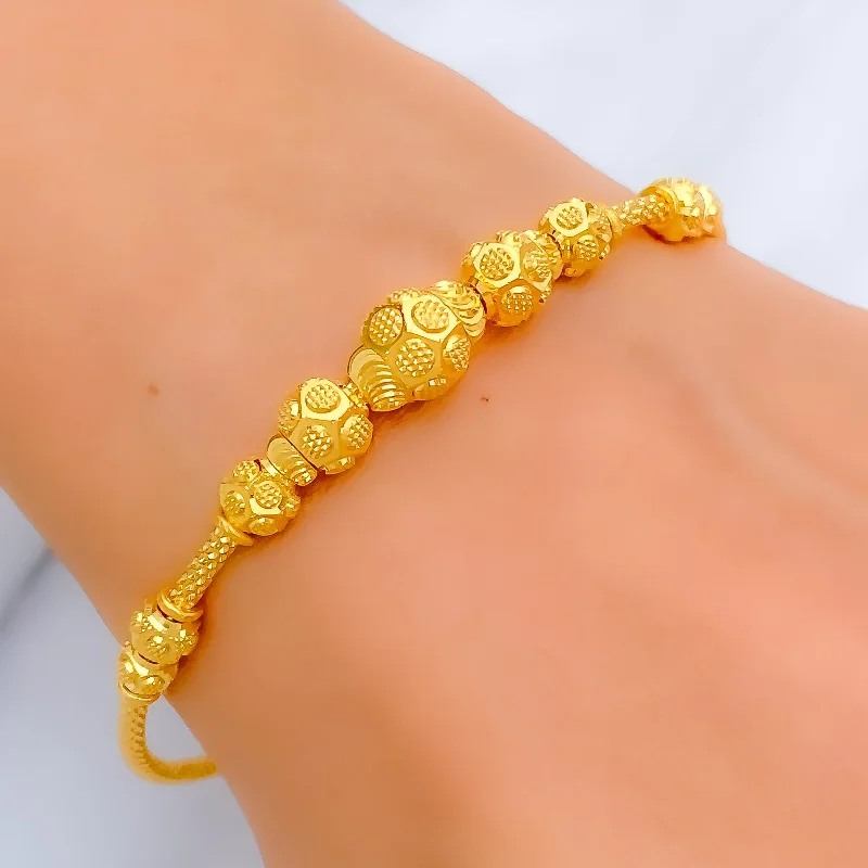 Ladies gemstone cuff bracelets-Timeless Dotted 22k Gold Bangle Bracelet