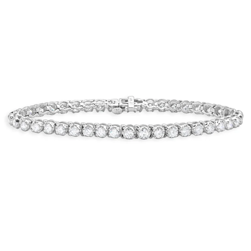 Ladies romantic bangles-14 Karat White Gold Diamond Tennis Bracelet