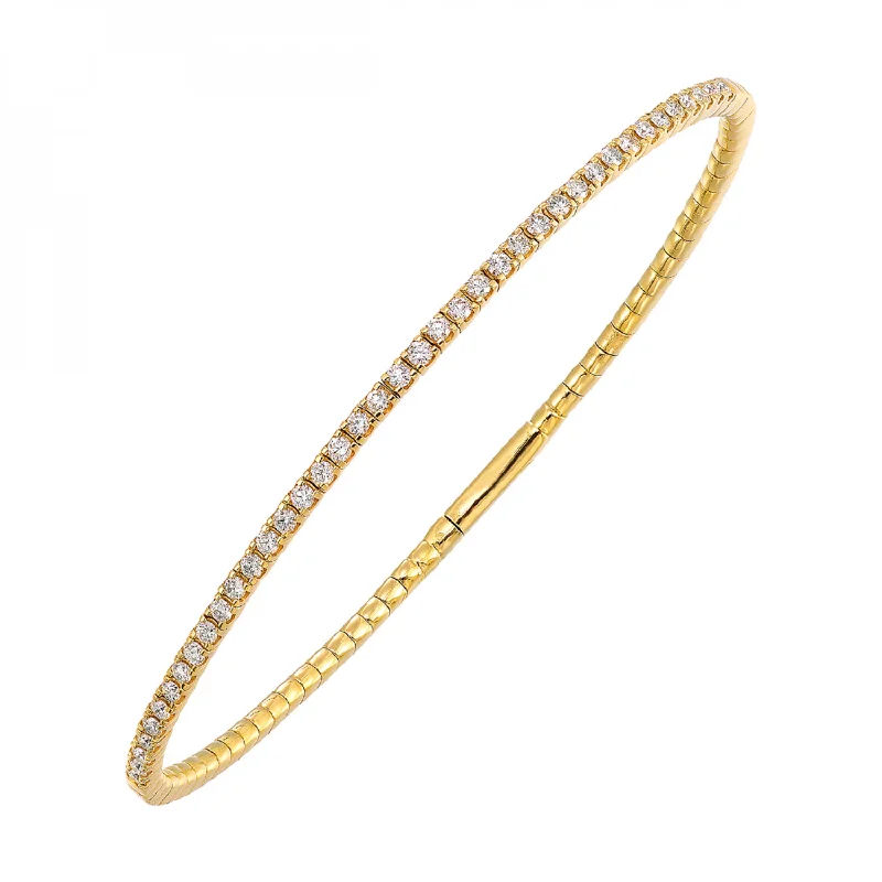 Ladies wire bangle bracelets-Classic 14K Yellow Gold Diamond Tennis Bracelet, 0.75 ctw