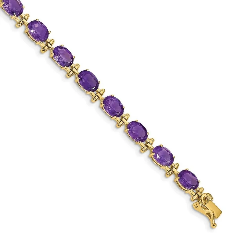 Ladies leather bracelets-Curata 5mm 14k Amethyst Bracelet