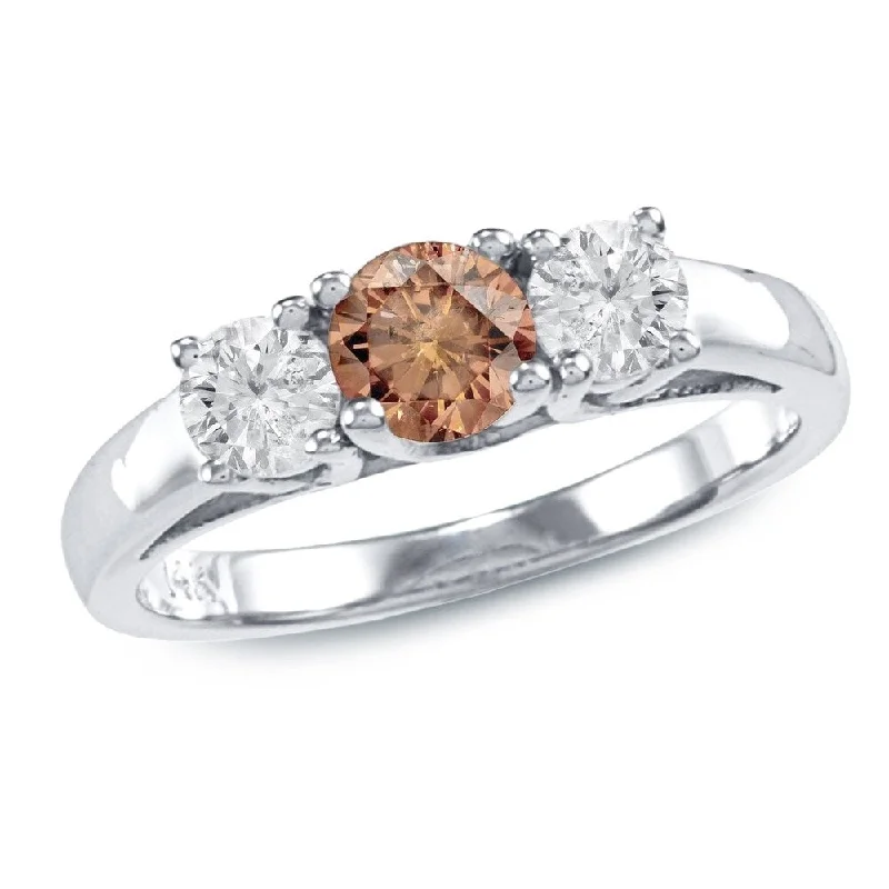 Ladies luxury custom engagement rings-Auriya 14k Gold 1ctw 3-Stone Brown Diamond Engagement Ring (SI1-SI2)