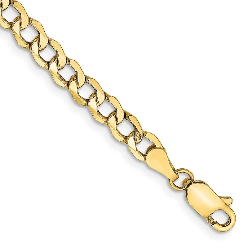 Ladies bangle bracelets-14k Yellow Gold 4.3mm Semi-Solid Curb Chain Bracelet, 7"