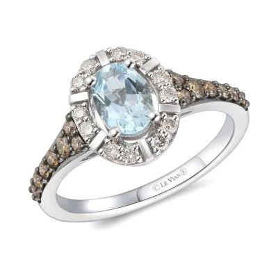 Ladies rose gold rings-Vanilla Gold Aquamarine Le Vian Ring