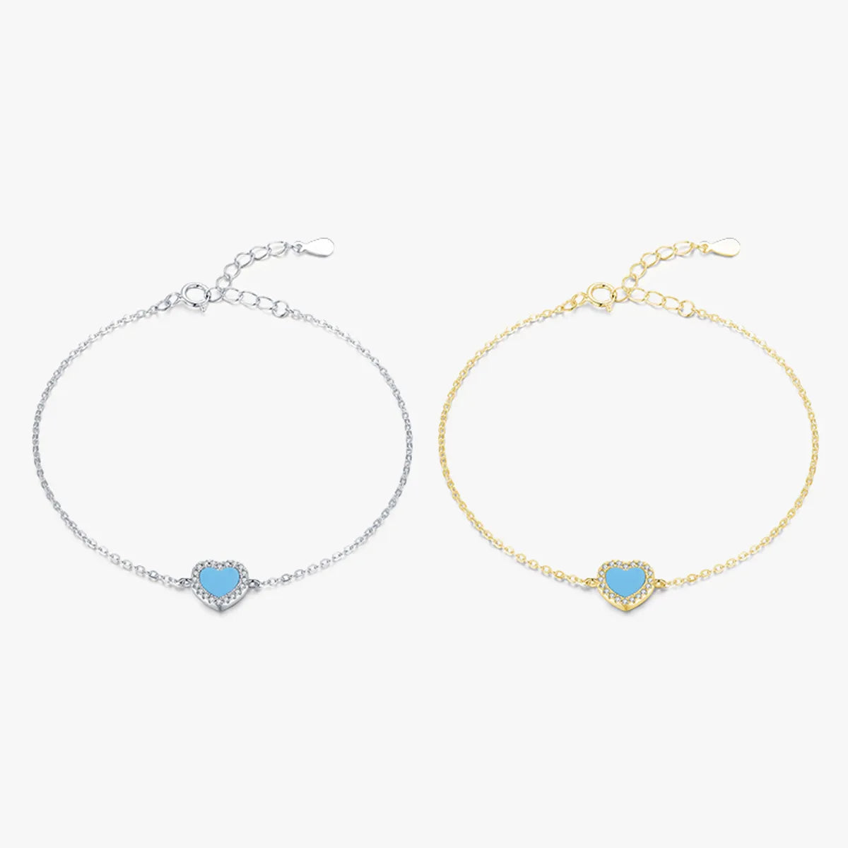 Ladies sterling silver bangles-Elegant Heart Shape Sterling Silver Plating Inlay Turquoise 14k Gold Plated Rhodium Plated Bracelets