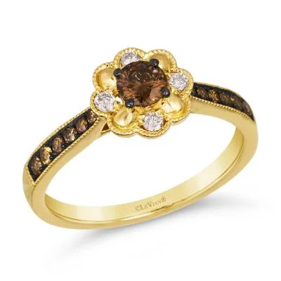 Ladies modern rings-Honey Gold Flower Style Le Vian Ring