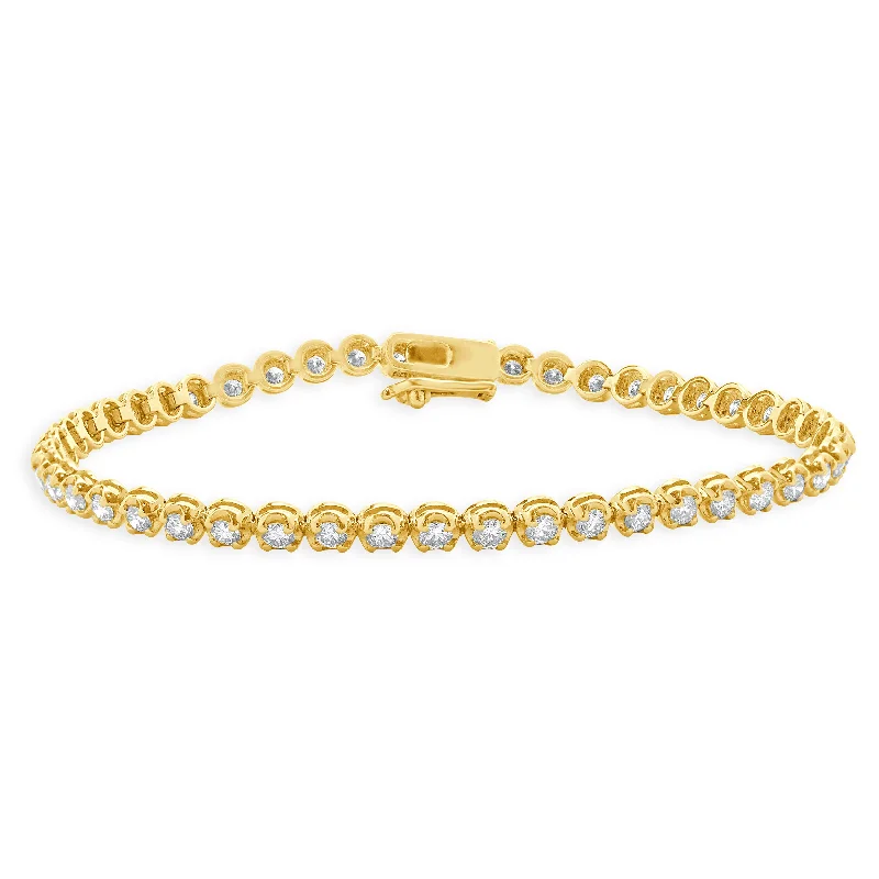 Ladies stackable gold bracelets-14 Karat Yellow Gold Diamond Tennis Bracelet