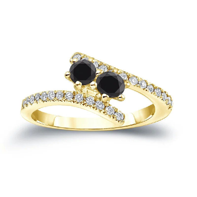 Ladies half-carat diamond engagement rings-14k Gold Round 3/4ct TDW Black Diamond Engagement Ring by Auriya (SI2-SI3)