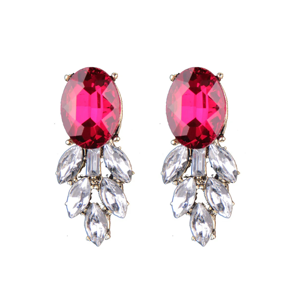 Ladies diamond rings-Fashion Imitated Crystal&cz  Earring Geometric (red)  Nhjq9586