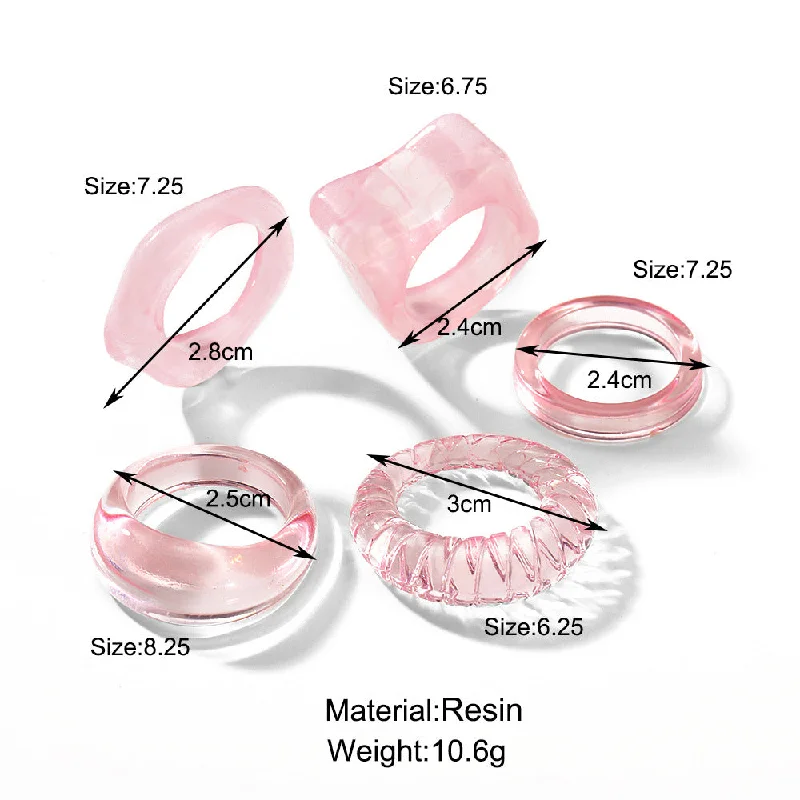 Ladies fashion statement rings-Wholesale Joint Ring Set 5-piece Creative Simple Resin Transparent Ring